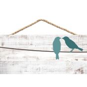 White Faux Wood 4.5" x 10" Hanging Sign with Pre-Printed Bird Art